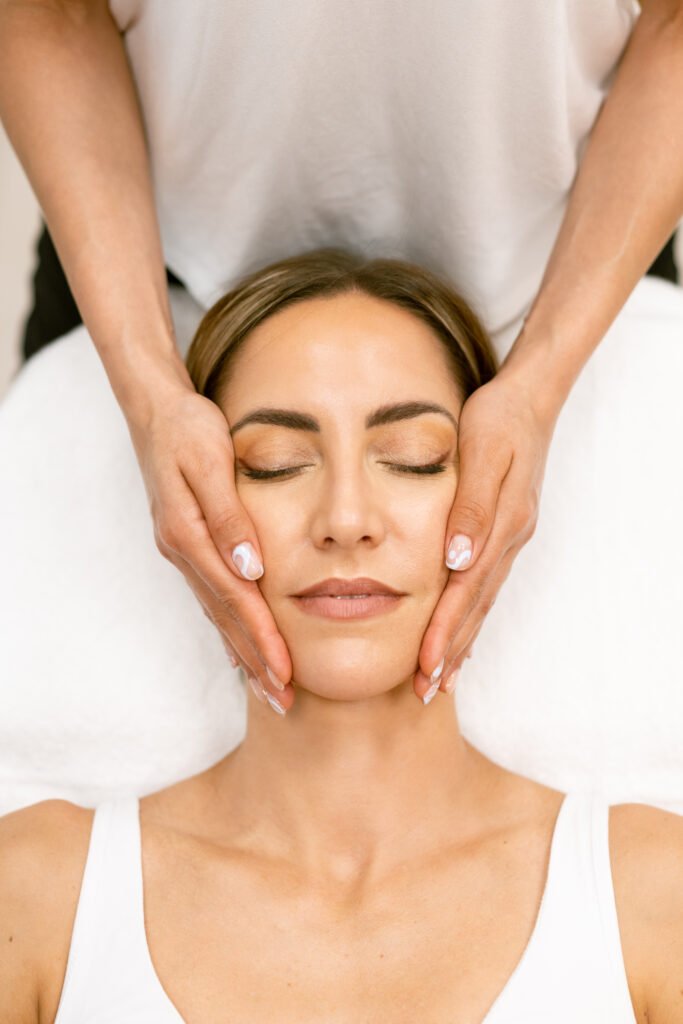 Woman having a facial massage